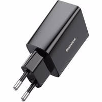 Baseus Speed Mini ātrās uzlādes lādētājs, USB-C, PD, 3A, 20W (melns)
