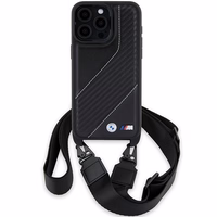 BMW M Edition Carbon Stripe & Strap viedtālruņa apvalks iPhone 15 Pro - melns