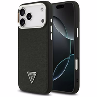 Guess Graudains Trīsstūra logotips Magnētiskais apvalks viedtālrunim iPhone 17 Pro - melns