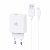 USAMS Tīkla lādētājs 18W + kabelis Lightning/ USB-A Fast Charging balts series SC SCXLTZ03