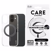 CARE by PanzerGlass Funkcionālais viedtālruņa apvalks ar statīvu iPhone 16 6.1" melns/melns Magnētiskais 1321