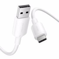 USB 2.0 A uz USB-C 3A kabelis Vention CTQWF 1M (balts)