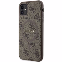 Guess GUHMN61G4GFRW iPhone 11 6.1" / Xr brūns/brūns cietais apvalks 4G kolekcija ādas metāla logotips Magnētiskais
