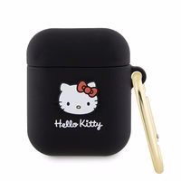 Hello Kitty silikona 3D Kitty galvas apvalks AirPods 1/2 - melns