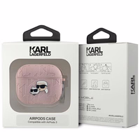 Karl Lagerfeld KLA3PGKCPP AirPods 3 maciņš rozā Monogram Karl & Choupette Head
