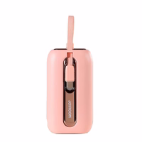 Joyroom mini portatīvais lādētājs 10000mAh Colorful Series 22.5W ar 2 iebūvētiem USB C un Lightning kabeļiem rozā (JR-L012)