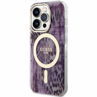 Guess GUHMP14LHLEOPWP iPhone 14 Pro 6.1" rozā/rozā cietais apvalks Leopards MagSafe