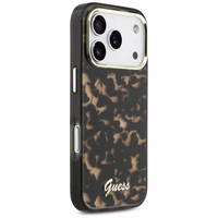 Guess IML Script Metal MagSafe Maciņš for iPhone 17 Pro Max - melns and brūns