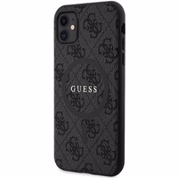 Guess GUHMN61G4GFRK iPhone 11 6.1" XR melns kvetasis apvalks 4G Kolekcija Ādas Metāla Logo MagSafe - melns