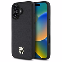 DKNY atkārtota raksta logotipa magnētiskais viedtālruņa apvalks iPhone 16 - melns