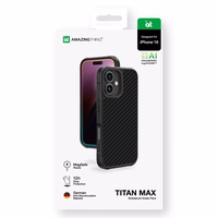AmazingThing Titan Max Apvalks ar 1500D aramīdu šķiedrām iPhone 16 - melns