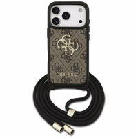 Guess 4G Big Logo Cord Stap soma pāri plecam viedtālrunim iPhone 17 Pro - brūns