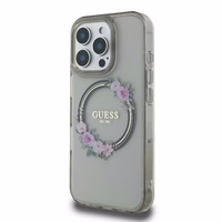Guess GUHMP16XHFWFCK iPhone 16 Pro Max 6.9" melns/melns cietais apvalks IML Flowers Wreath Magnētiskais