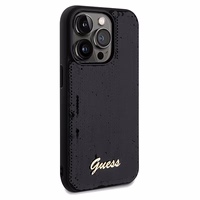 Guess Sequin Script Metal viedtālruņa apvalks iPhone 14 Pro - melns