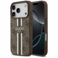 GUESS viedtālruņa apvalks IPHONE 17 Pro, saderīgs ar MagSafe GUHMP17LP4RPSW (4G Printed Stripes), brūns