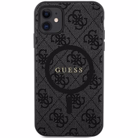 Guess GUHMN61G4GFRK iPhone 11 6.1" XR melns kvetasis apvalks 4G Kolekcija Ādas Metāla Logo MagSafe - melns