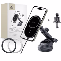 Tech-Protect mm15W-V6 magnētiskais MagSafe auto turētājs panelim/stiklam/ventilācijai melns