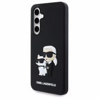 Karl Lagerfeld 3D gumijas Karl&Choupette viedtālruņa apvalks Samsung Galaxy S24 FE - melns