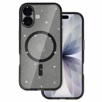 Mirdzošs magnētiskais viedtālruņa apvalks Iphone 17, melns, caurspīdīgs