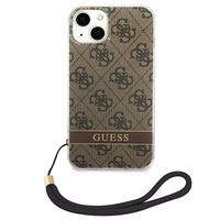 Guess GUOHCP14MH4STW iPhone 14 Plus 6.7 "brūns / brūns cietais apvalks 4G druka Siksna