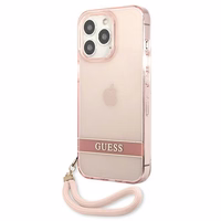 Guess caurspīdīga siksna apvalks iPhone 13 Pro / 13 6.1" - rozā