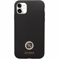 Guess GUHCN614DGPK apvalks iPhone 11 / Xr - melns Silikona Logo Strass 4G