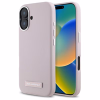 Karl Lagerfeld FW Metal Plate Magnētiskais viedtālruņa apvalks iPhone 16 - rozā