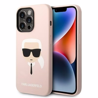 Karl Lagerfeld KLHMP14LSLKHLP iPhone 14 Pro 6.1 "cietais apvalks gaiši rozā / gaiši rozā Silikona Karla Galva Magsafe