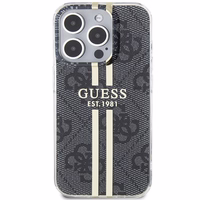 Guess IML 4G Gold Stripe apvalks iPhone 15 Pro Max - melns