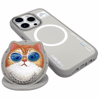Nimmy Glasses Cool Cat MagSafe viedtālruņa apvalks iPhone 16 Pro - pelēks