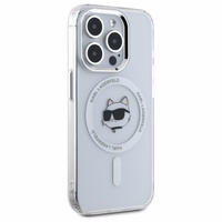 Karl Lagerfeld IML Metāla Choupette galva MagSafe apvalks iPhone 15 Pro - balts