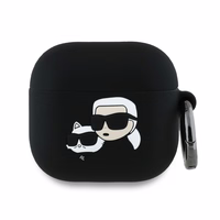 Karl Lagerfeld silikona Karl&Choupette galvas 3D apvalks AirPods 4 - melna