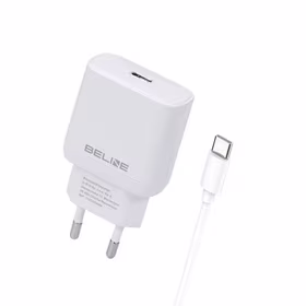 Beline Tīkla lādētājs 1x USB-C 30W + USB-C kabelis balta PD 3.0 BLNCW30C GaN