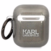 Karl Lagerfeld KLA2HNKCTGK Airpods 1/2 apvalks melns/melns Gliter Karl&Choupette