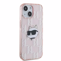 Karl Lagerfeld IML Choupette galvas un monogrammas apvalks iPhone 13 - rozā