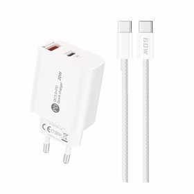 A6MaxL 20W USB-A USB-C sienas lādētājs ar USB-C - USB-C 1m kabeli – balts