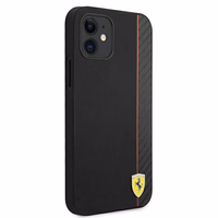 Ferrari FESAXHCP12SBK iPhone 12 mini 5.4" melns/melns cietais viedtālruņa apvalks On Track Carbon Stripe