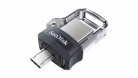 SanDisk Ultra Dual m3.0 USB flash drive 128 GB USB Type-A / Micro-USB 3.2 Gen 1 (3.1 Gen 1) melns, sudraba, caurspīdīgs