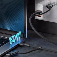 3mk Hyper Cable N-SERIES 2 in 2 USB-A / USB-C un USB-C / Lightning 1,2 m QC 3.0 9V/2A 60W - melns