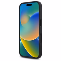 BMW M perforētā trīskrāsu līnija iPhone 16 apvalks - tumši pelēks