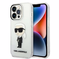 Karl Lagerfeld Ikonik Karl viedtālruņa apvalks iPhone 14 Pro - caurspīdīgs