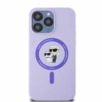 Karl Lagerfeld silikona Karl&Choupette galvu gredzens Magnētiskais viedtālruņa apvalks iPhone 15 Pro Max - Violets
