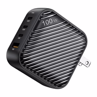 INVZI GanHub 3x USB-C + USB sienas lādētājs, 100 W, ES/UK/AU/ASV (melns)