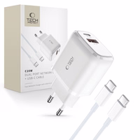 Tech-Protect C20W USB-C PD 20W / USB-A QC 3.0 lādētājs ar USB-C / USB-C kabeli - balts