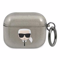 Karl Lagerfeld mirdzošs Karl's Head apvalks AirPods 3 austiņām - melns