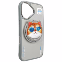 AmazingThing Nimmy Glasses Cool Cat MagSafe apvalks viedtālrunim iPhone 16 – pelēks
