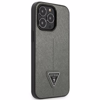 Guess Saffiano trīsstūra logotipa viedtālruņa apvalks iPhone 13 Pro / 13 6.1" - sudraba