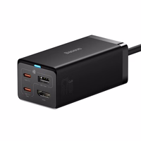 Baseus ātrais lādētājs GaN5 Pro HUB HDMI 2 x USB-C / USB-A / HDMI 4K 30Hz 1.5m melns + USB-C kabelis - USB-C 100W 40Gb/s (USB4) 1m (CCGP110201)