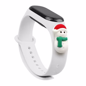 Siksna Xmas Xiaomi Mi Band 3 / 4 Ziemassvētku silikona siksna aproce ar sniegavīru - balta