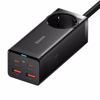 Baseus GaN3 Pro sienas lādētājs / pagarinātājs 2xUSB + 2xUSB-C + AC, 100W (melns)